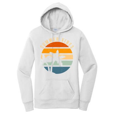 Summer Vibes Retro Sunset Tropical Women's Pullover Hoodie
