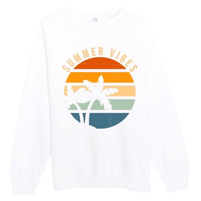 Summer Vibes Retro Sunset Tropical Premium Crewneck Sweatshirt