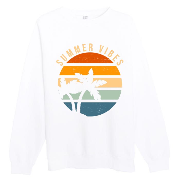 Summer Vibes Retro Sunset Tropical Premium Crewneck Sweatshirt