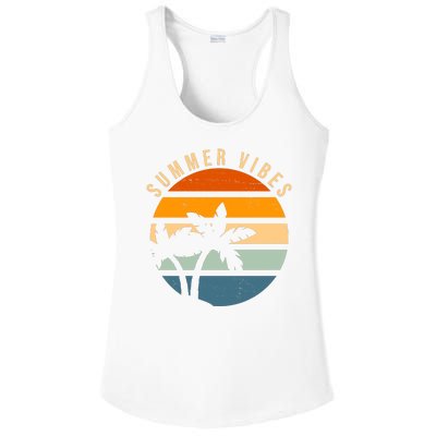 Summer Vibes Retro Sunset Tropical Ladies PosiCharge Competitor Racerback Tank