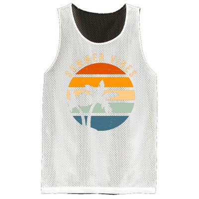 Summer Vibes Retro Sunset Tropical Mesh Reversible Basketball Jersey Tank