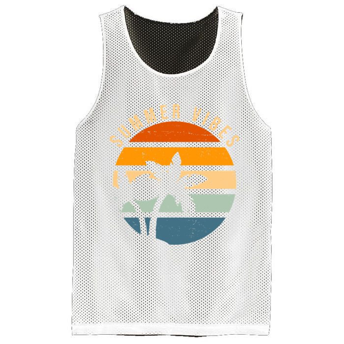 Summer Vibes Retro Sunset Tropical Mesh Reversible Basketball Jersey Tank