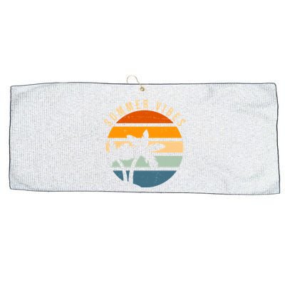 Summer Vibes Retro Sunset Tropical Large Microfiber Waffle Golf Towel