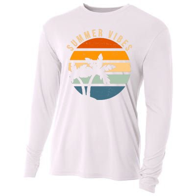 Summer Vibes Retro Sunset Tropical Cooling Performance Long Sleeve Crew