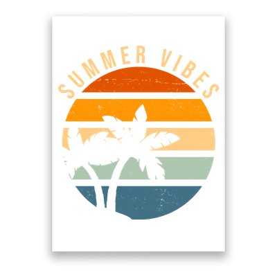 Summer Vibes Retro Sunset Tropical Poster