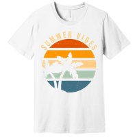Summer Vibes Retro Sunset Tropical Premium T-Shirt
