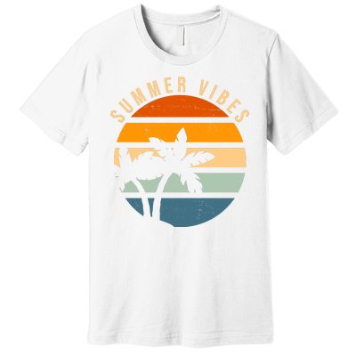 Summer Vibes Retro Sunset Tropical Premium T-Shirt