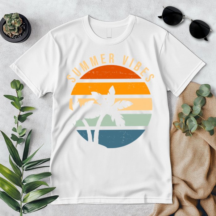 Summer Vibes Retro Sunset Tropical Premium T-Shirt