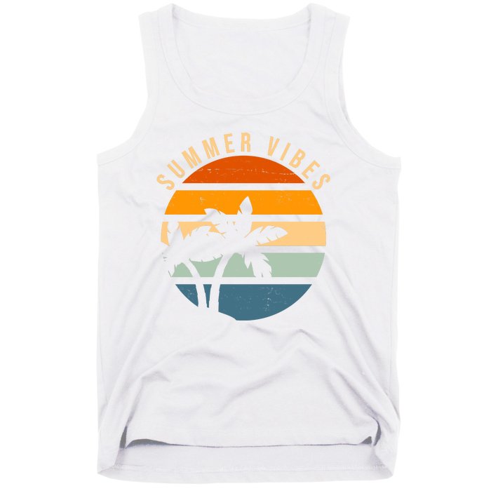 Summer Vibes Retro Sunset Tropical Tank Top