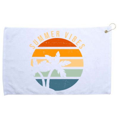Summer Vibes Retro Sunset Tropical Grommeted Golf Towel