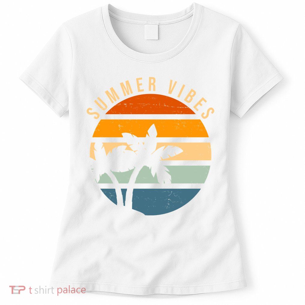Summer Vibes Retro Sunset Tropical Womens T-Shirt