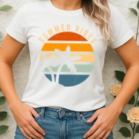 Summer Vibes Retro Sunset Tropical Womens T-Shirt