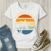 Summer Vibes Retro Sunset Tropical Womens T-Shirt