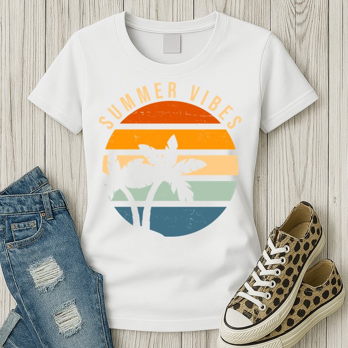 Summer Vibes Retro Sunset Tropical Womens T-Shirt