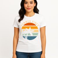 Summer Vibes Retro Sunset Tropical Womens T-Shirt