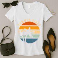 Summer Vibes Retro Sunset Tropical Women's V-Neck T-Shirt