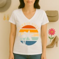 Summer Vibes Retro Sunset Tropical Women's V-Neck T-Shirt