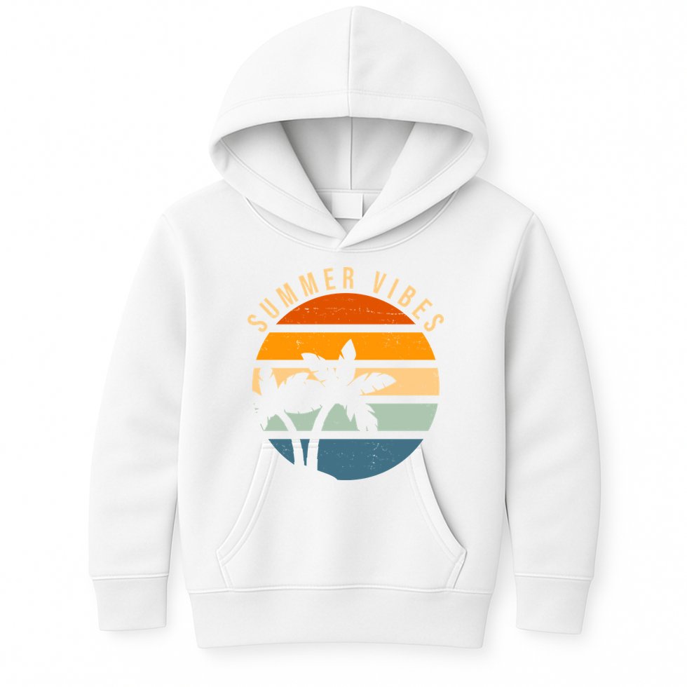 Summer Vibes Retro Sunset Tropical Kids Hoodie