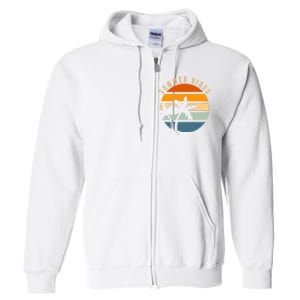 Summer Vibes Retro Sunset Tropical Full Zip Hoodie