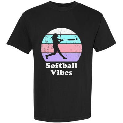 Softball Vibes Retro Vintage or 's Batter Garment-Dyed Heavyweight T-Shirt