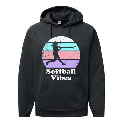 Softball Vibes Retro Vintage or 's Batter Performance Fleece Hoodie