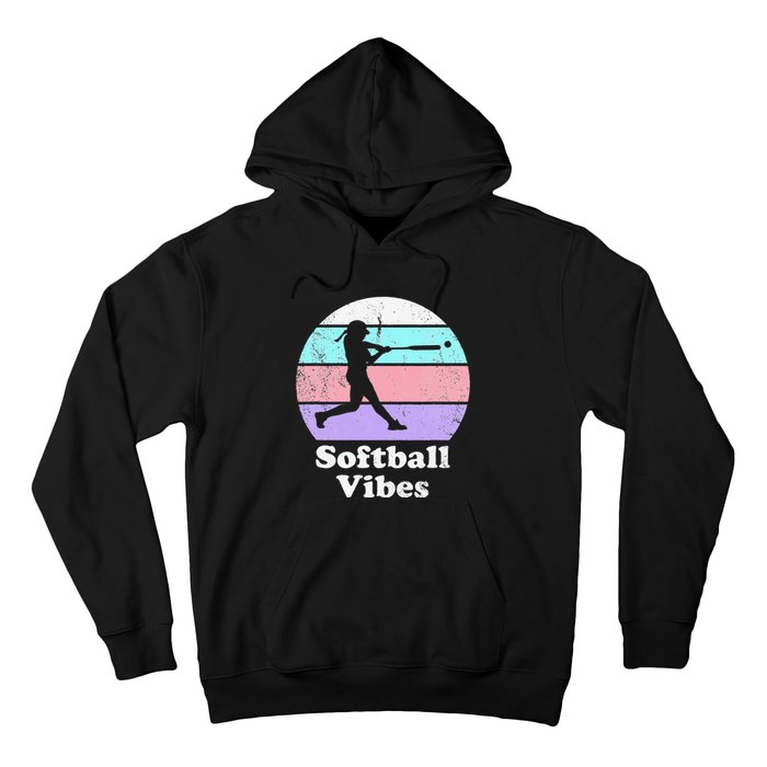 Softball Vibes Retro Vintage or 's Batter Hoodie