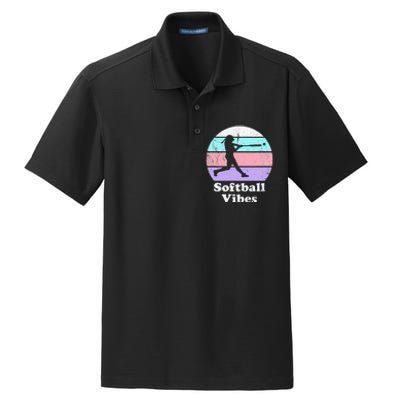 Softball Vibes Retro Vintage or 's Batter Dry Zone Grid Polo