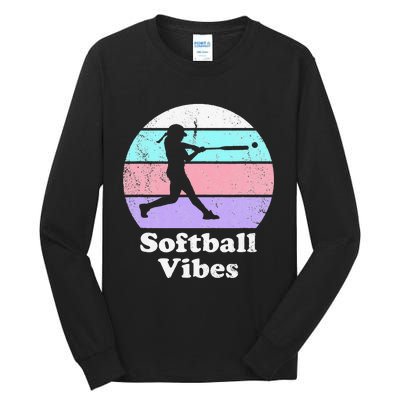 Softball Vibes Retro Vintage or 's Batter Tall Long Sleeve T-Shirt