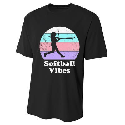 Softball Vibes Retro Vintage or 's Batter Performance Sprint T-Shirt