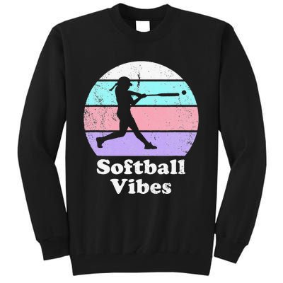 Softball Vibes Retro Vintage or 's Batter Tall Sweatshirt