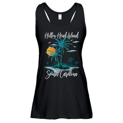 Summer Vacation Retro South Carolina Hilton Head Island Ladies Essential Flowy Tank