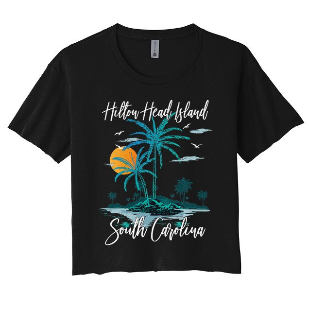 Summer Vacation Retro South Carolina Hilton Head Island Women's Crop Top Tee
