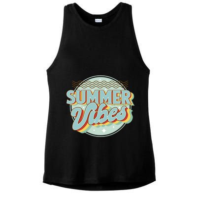Summer Vibes Retro Cool Ladies PosiCharge Tri-Blend Wicking Tank