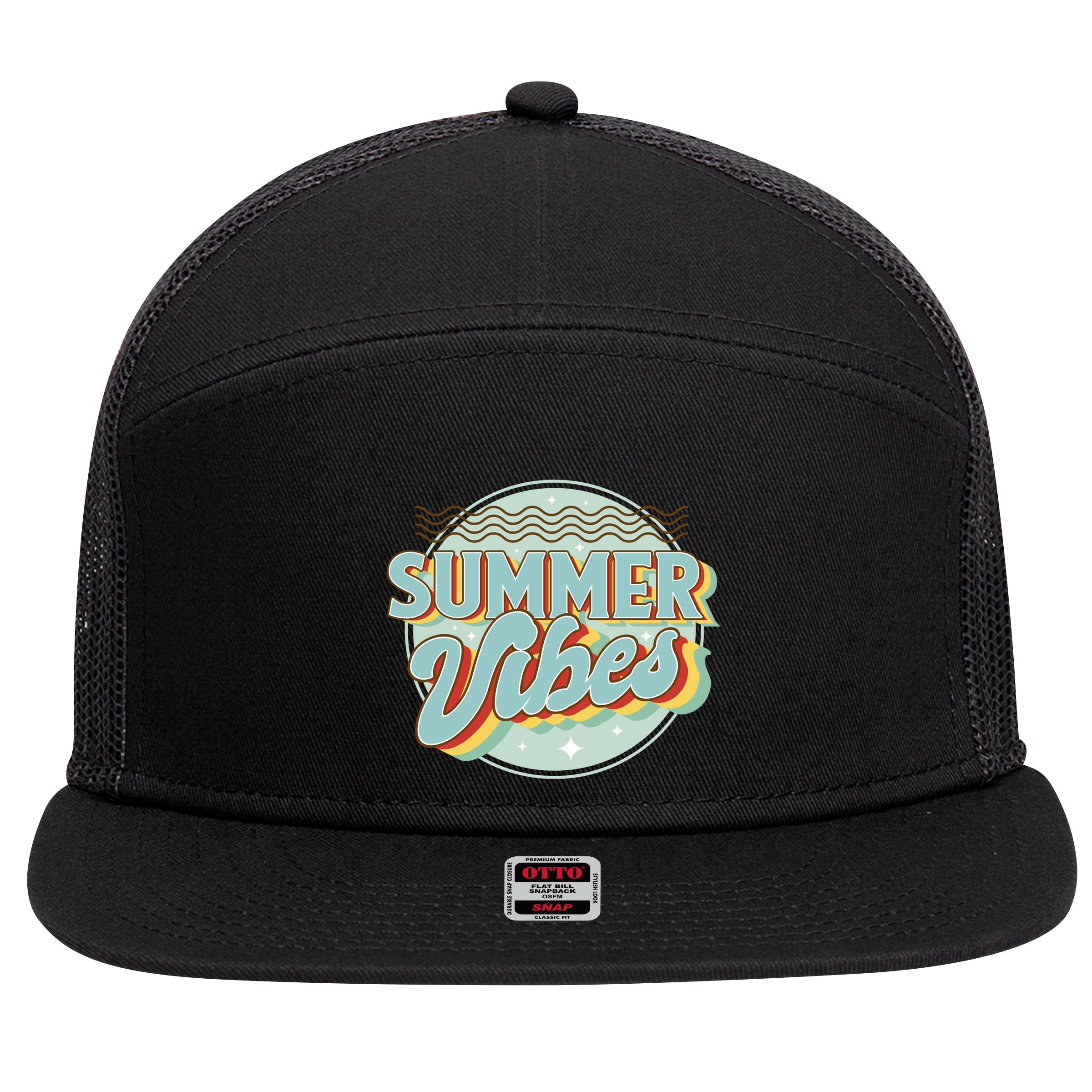 Summer Vibes Retro Cool 7 Panel Mesh Trucker Snapback Hat