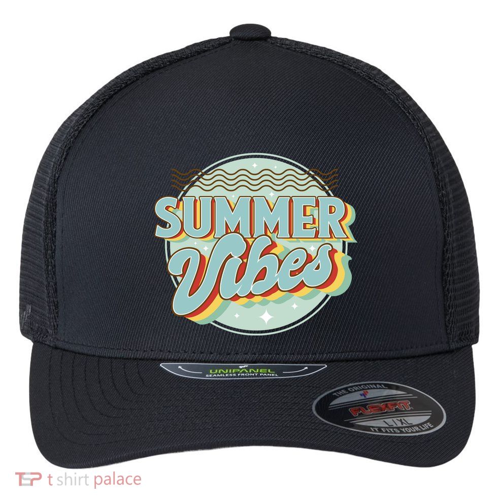 Summer Vibes Retro Cool Flexfit Unipanel Trucker Cap