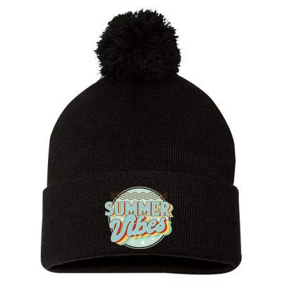 Summer Vibes Retro Cool Pom Pom 12in Knit Beanie