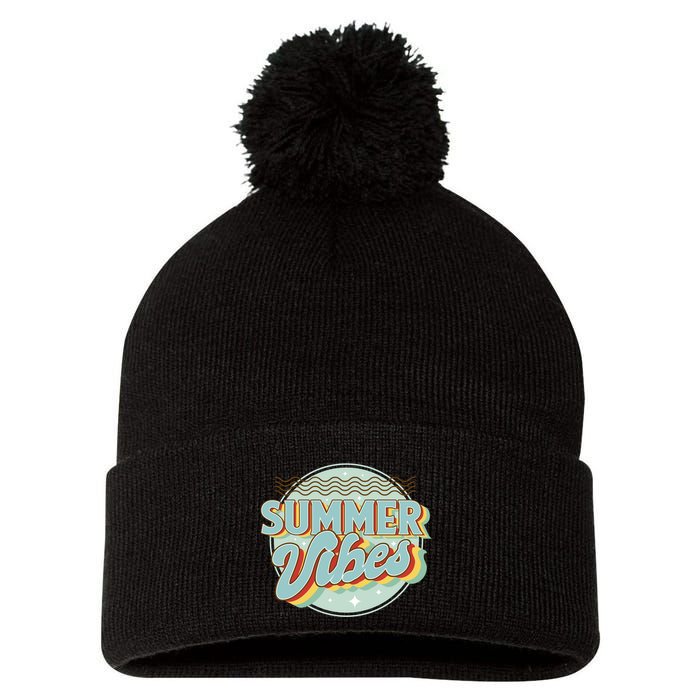 Summer Vibes Retro Cool Pom Pom 12in Knit Beanie