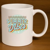 Summer Vibes Retro Cool 11oz C Handle Ceramic Mug