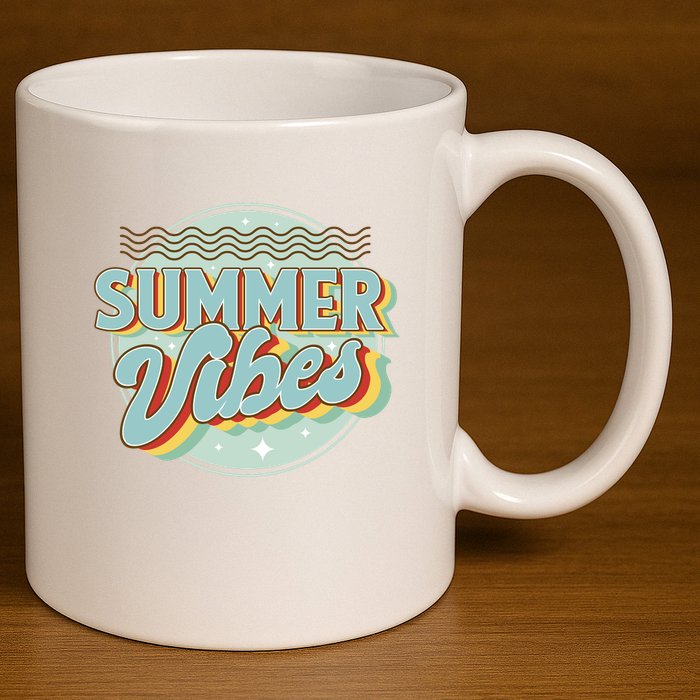 Summer Vibes Retro Cool 11oz C Handle Ceramic Mug