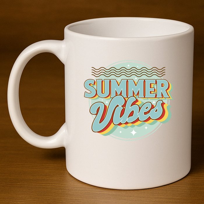 Summer Vibes Retro Cool 11oz C Handle Ceramic Mug