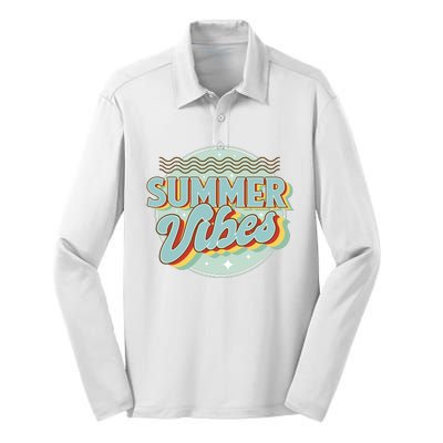 Summer Vibes Retro Cool Silk Touch Performance Long Sleeve Polo