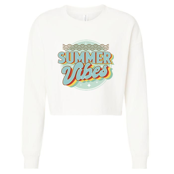 Summer Vibes Retro Cool Cropped Pullover Crew