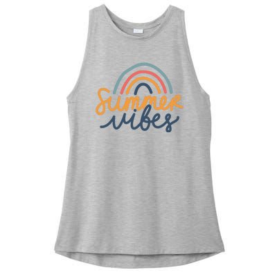 Summer Vibes Rainbow Cute Ladies PosiCharge Tri-Blend Wicking Tank