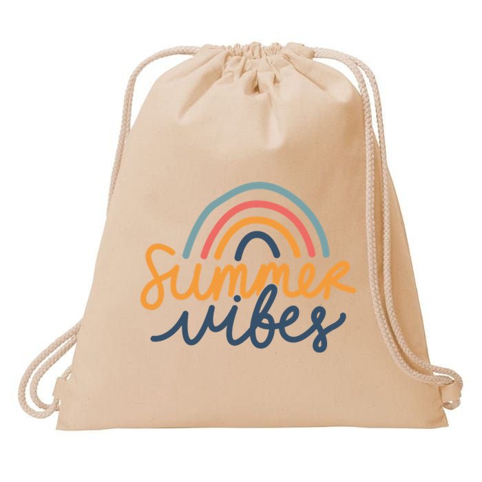 Summer Vibes Rainbow Cute Drawstring Bag