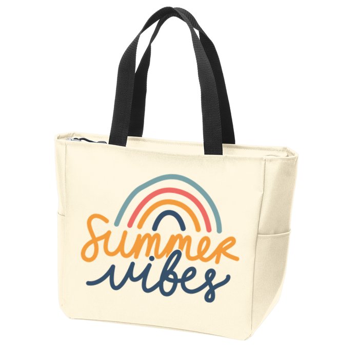 Summer Vibes Rainbow Cute Zip Tote Bag