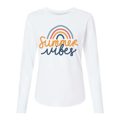 Summer Vibes Rainbow Cute Womens Cotton Relaxed Long Sleeve T-Shirt