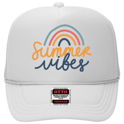 Summer Vibes Rainbow Cute High Crown Mesh Back Trucker Hat