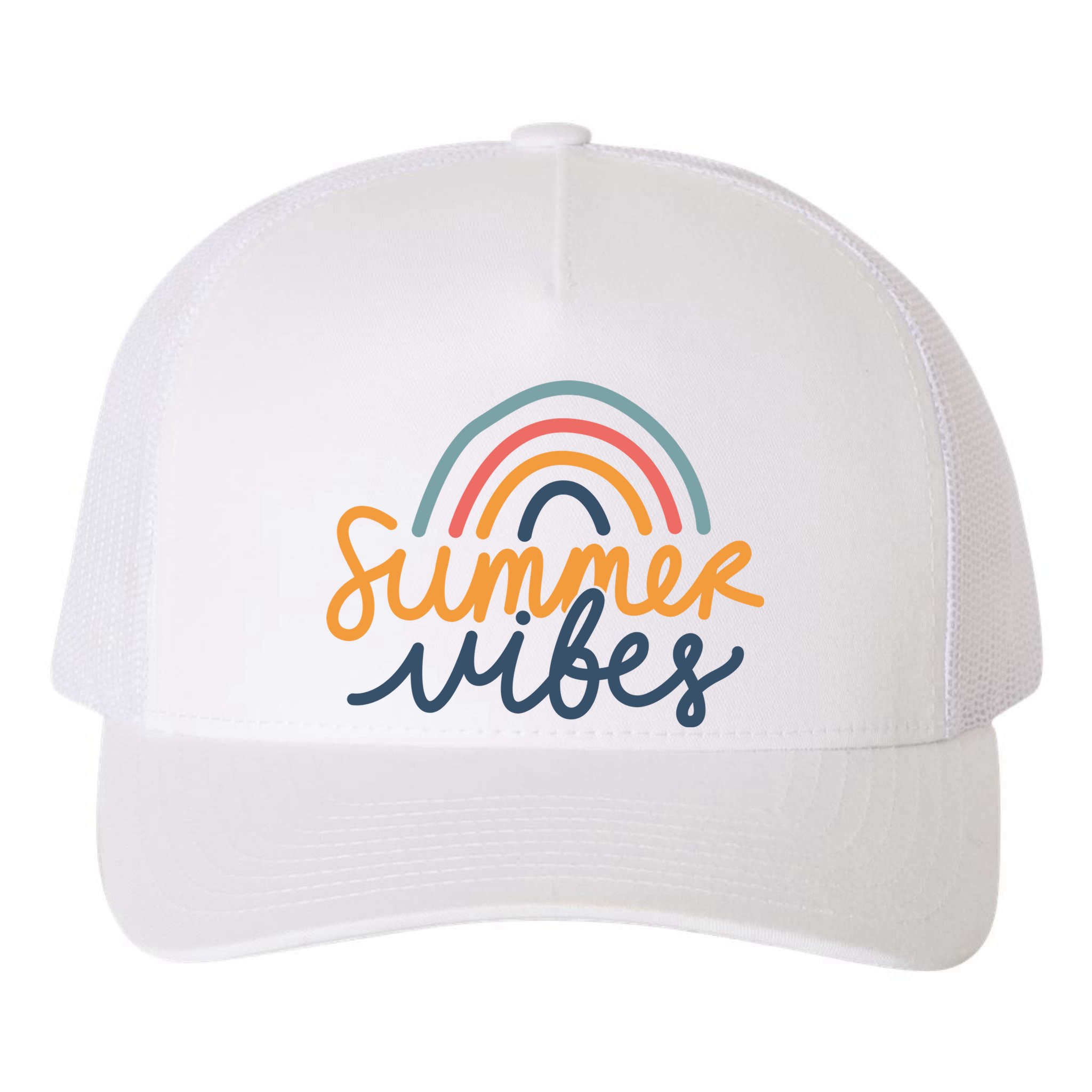 Summer Vibes Rainbow Cute Yupoong Adult 5-Panel Trucker Hat