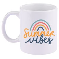 Summer Vibes Rainbow Cute 11oz C Handle Ceramic Mug