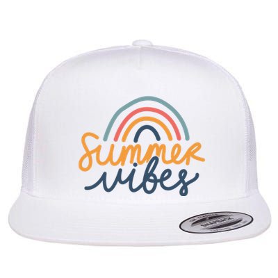 Summer Vibes Rainbow Cute Flat Bill Trucker Hat